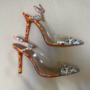 INC “KEELIE” SLINGBACK EMBOSSED POINTED TOE HEELS